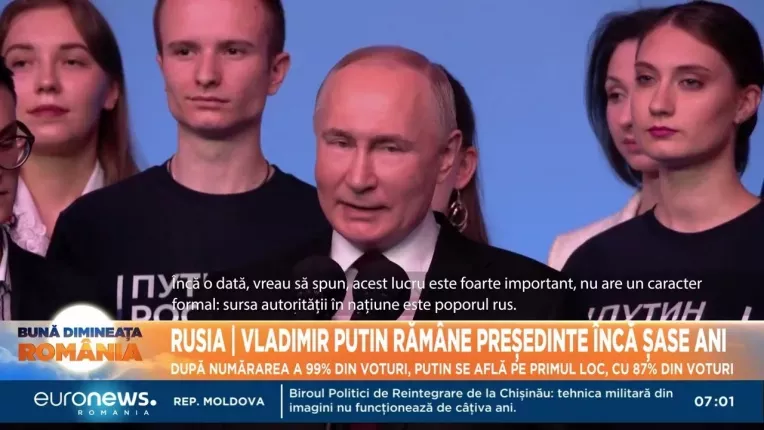Mesajul lui Putin dupa ce a castigat alegerile prezidentiale din Rusia: Le multumesc cetatenilor