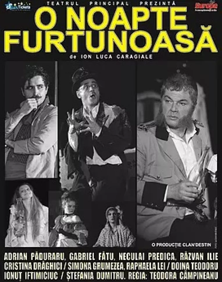 Spectacolul O noapte furtunoasa, pe scena Teatrului Odeon, luni, 18 decembrie 2017