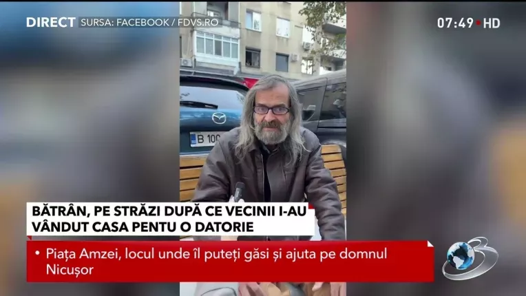 Un batran a ajuns sa stea pe strazile din Bucuresti dupa ce vecinii i-au vandut casa